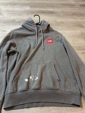 The North Face Gray Hoodie with Red Logo Patch Size (Small)